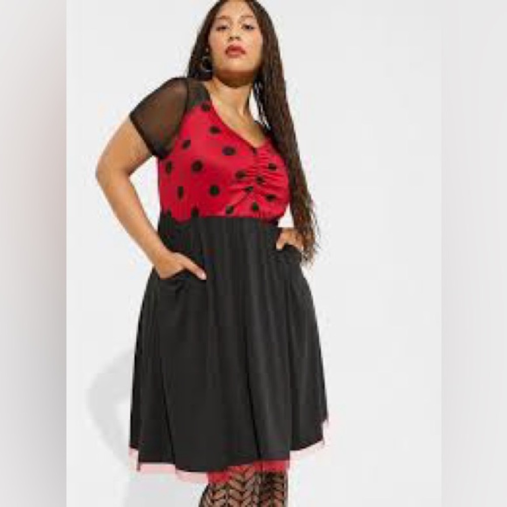 Torrid Red and Black Polka Dot Ladybug Mini Dress Size 6X
